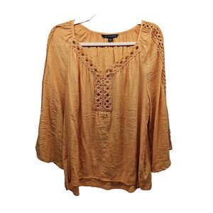 ZAC & RACHEL Womens Orange Wide Eyelet Sleeve Size Large